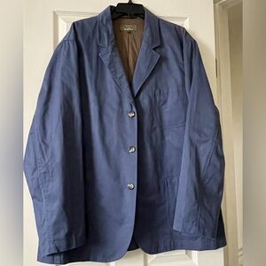 J.L. Powell Sporty Cotton Blazer Men Size 48 Button Front Casual Navy Blue